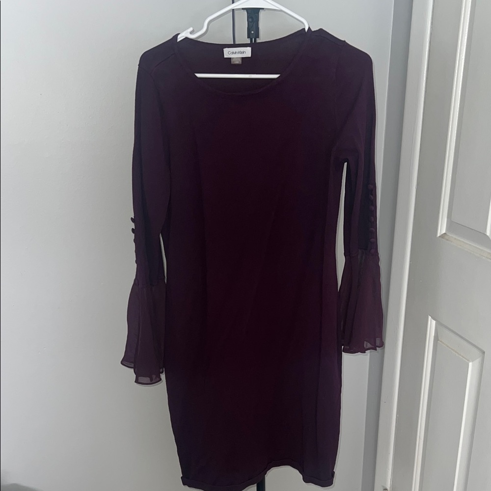 Calvin Klein Women's Long Sleeve Dress in Deep Purple